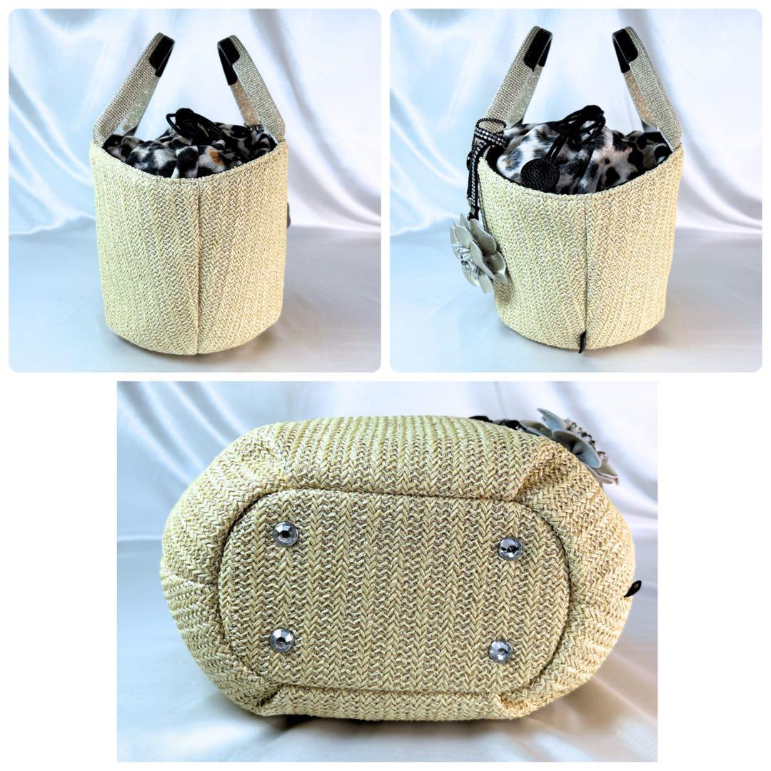 【現行 未使用】 シンクビー かごバッグ バッソサバーナ 巾着 ハート ベージュ