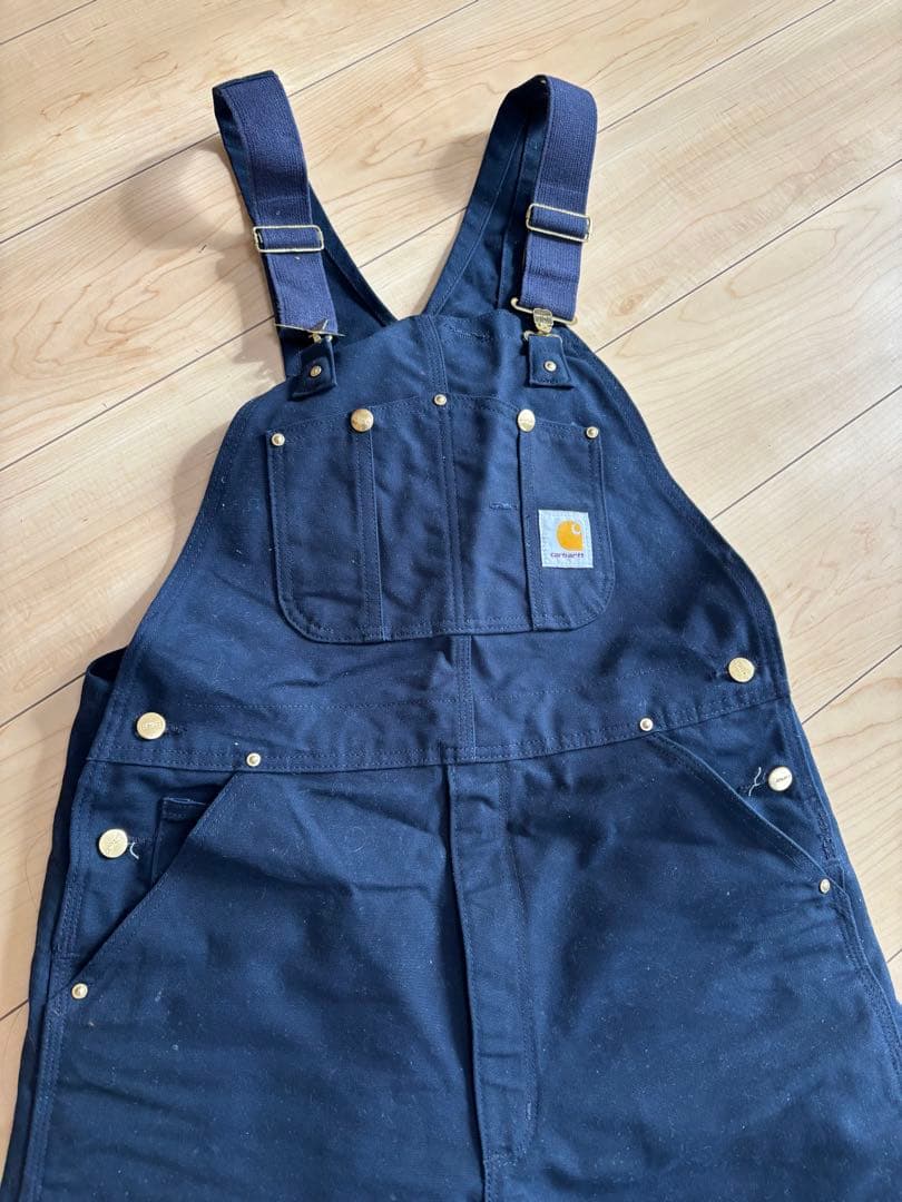カーハート ダブルニー　オーバーオール　ネイビー　ダック　美品　carhartt
