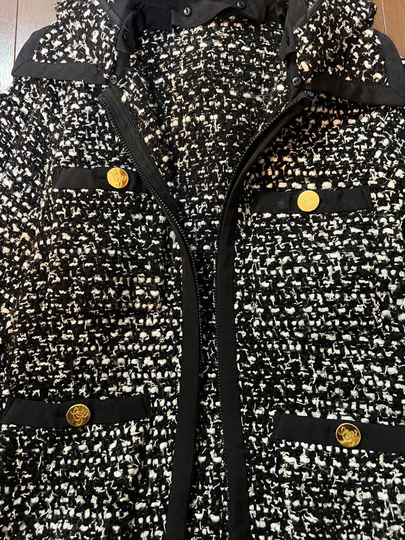 ツイードフード付きジャケット