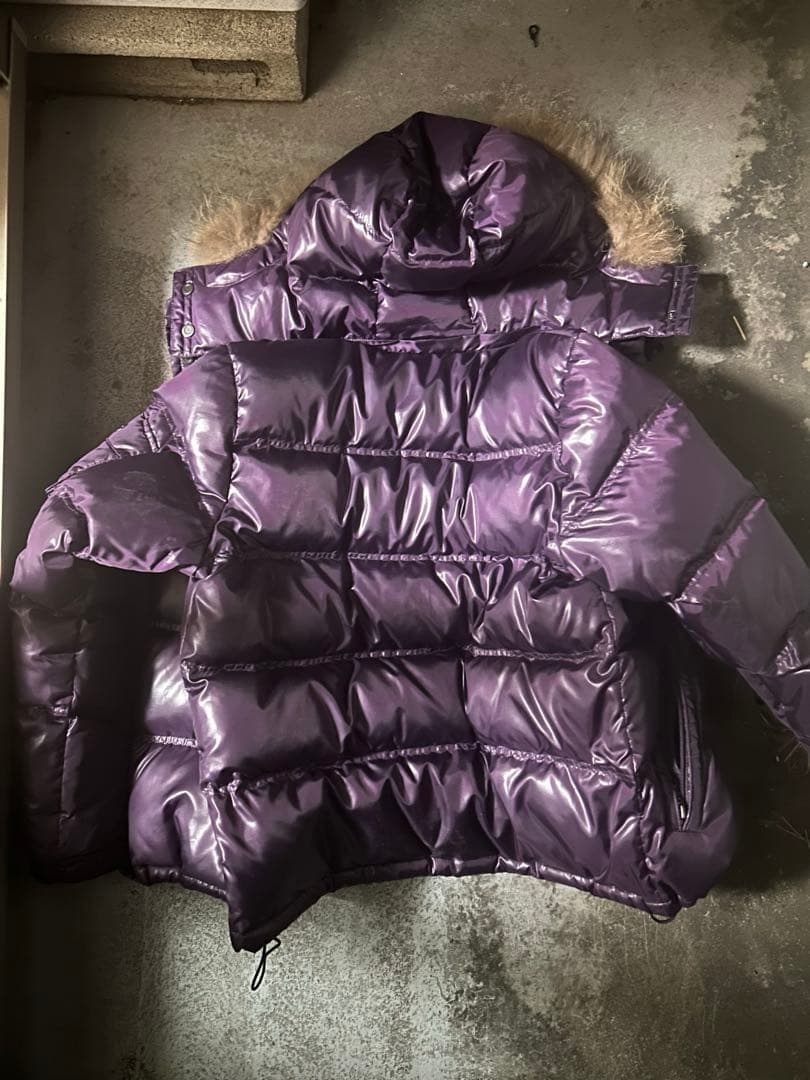 『archive』y2k グランジ光沢パープル ファー付きダウンジャケット