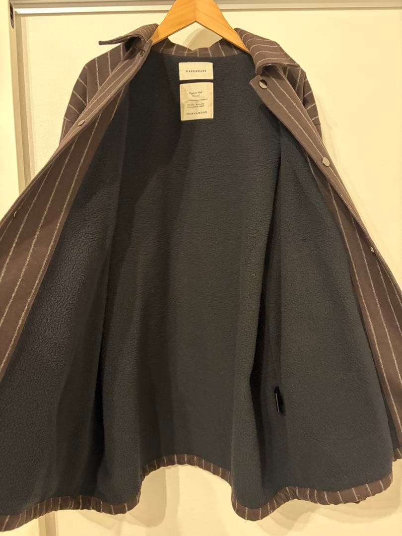 MARKAWARE ダークブラウン ストライプ カバーオール