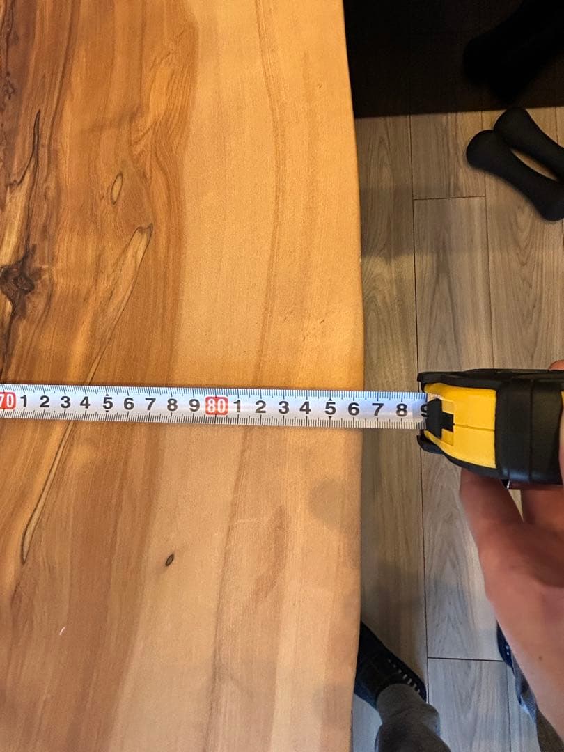 大塚家具 栃 一枚板 テーブル 幅1655ｘ奥755-820ｘ厚45mm 足は別