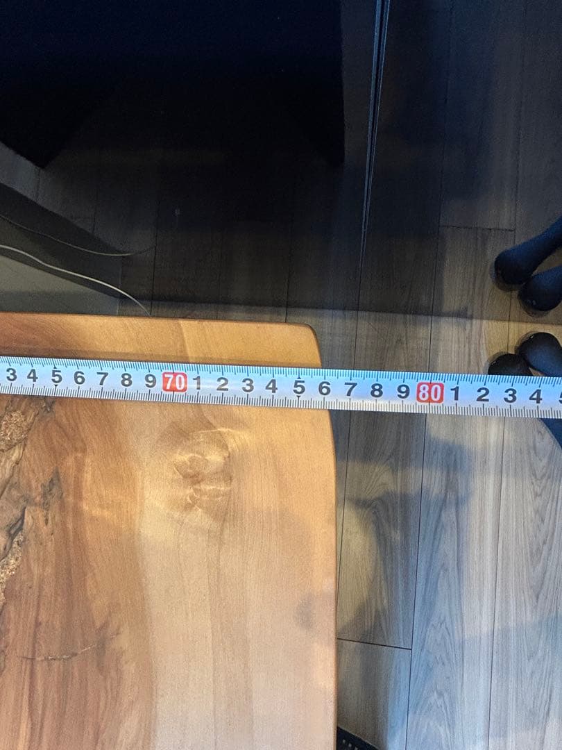 大塚家具 栃 一枚板 テーブル 幅1655ｘ奥755-820ｘ厚45mm 足は別