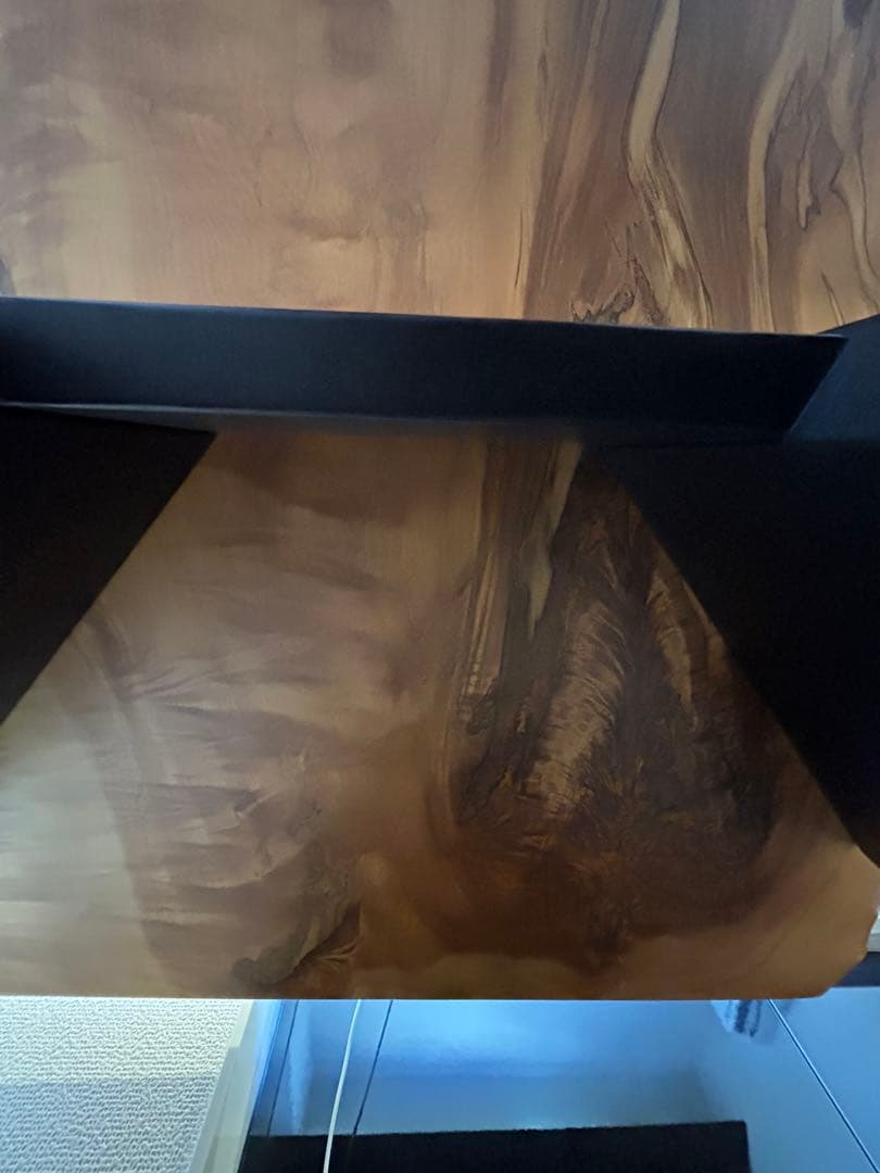 大塚家具 栃 一枚板 テーブル 幅1655ｘ奥755-820ｘ厚45mm 足は別