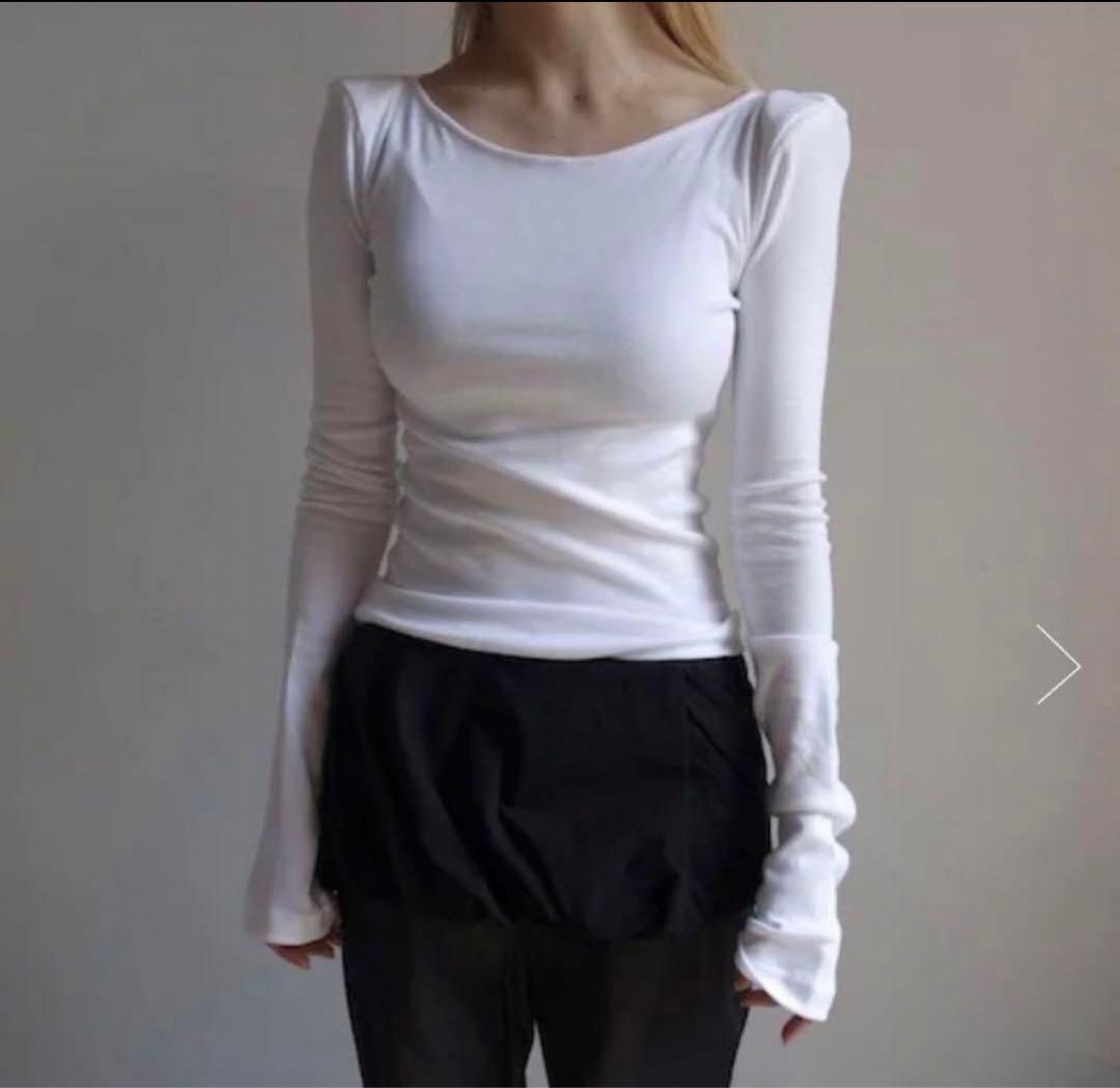 トップス ANS DOTSLOEVNER-SHOULDER TOP/BLUE