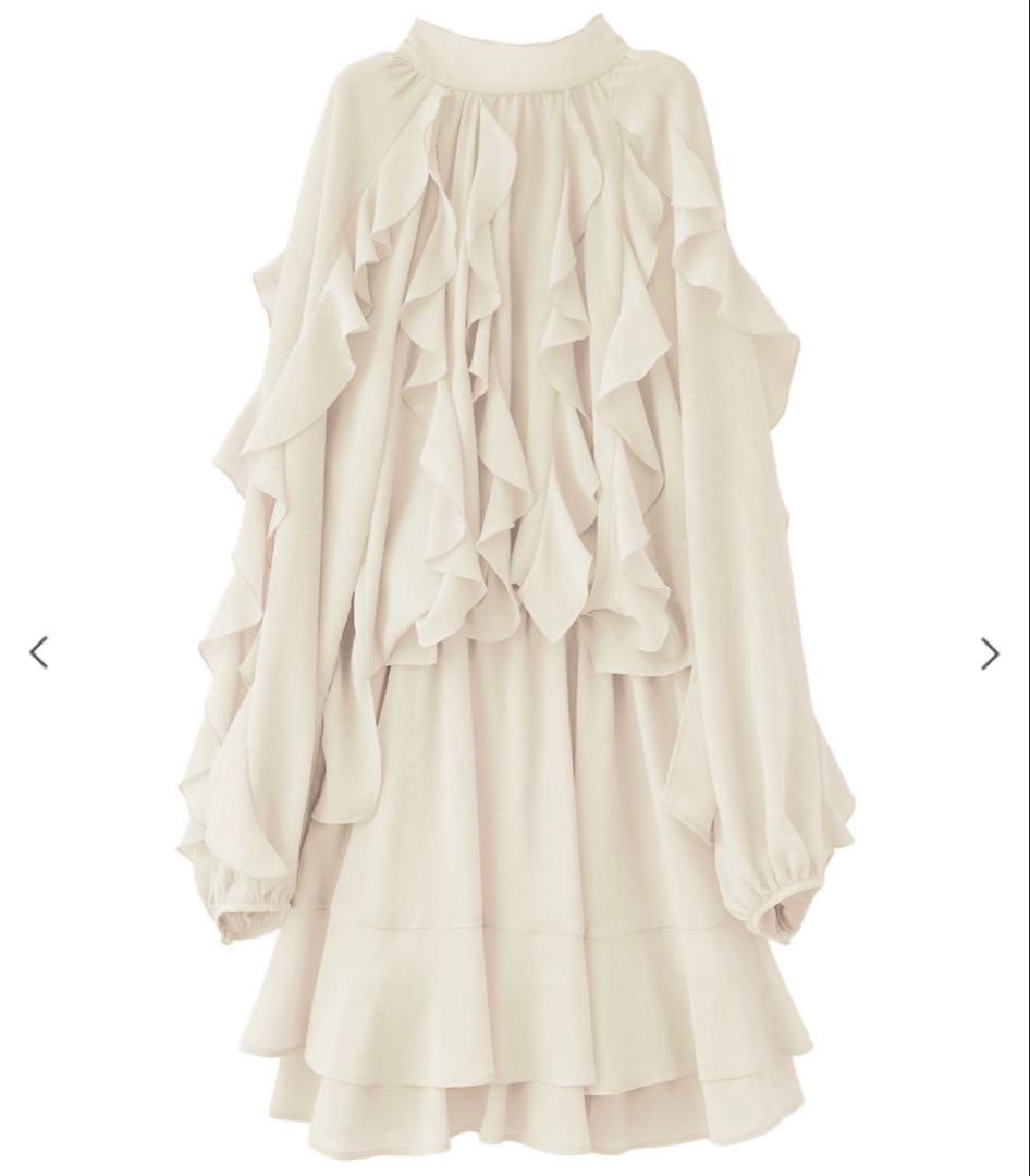 【最終値下げ】COCODEAL カスケードボウタイフリルミニワンピース