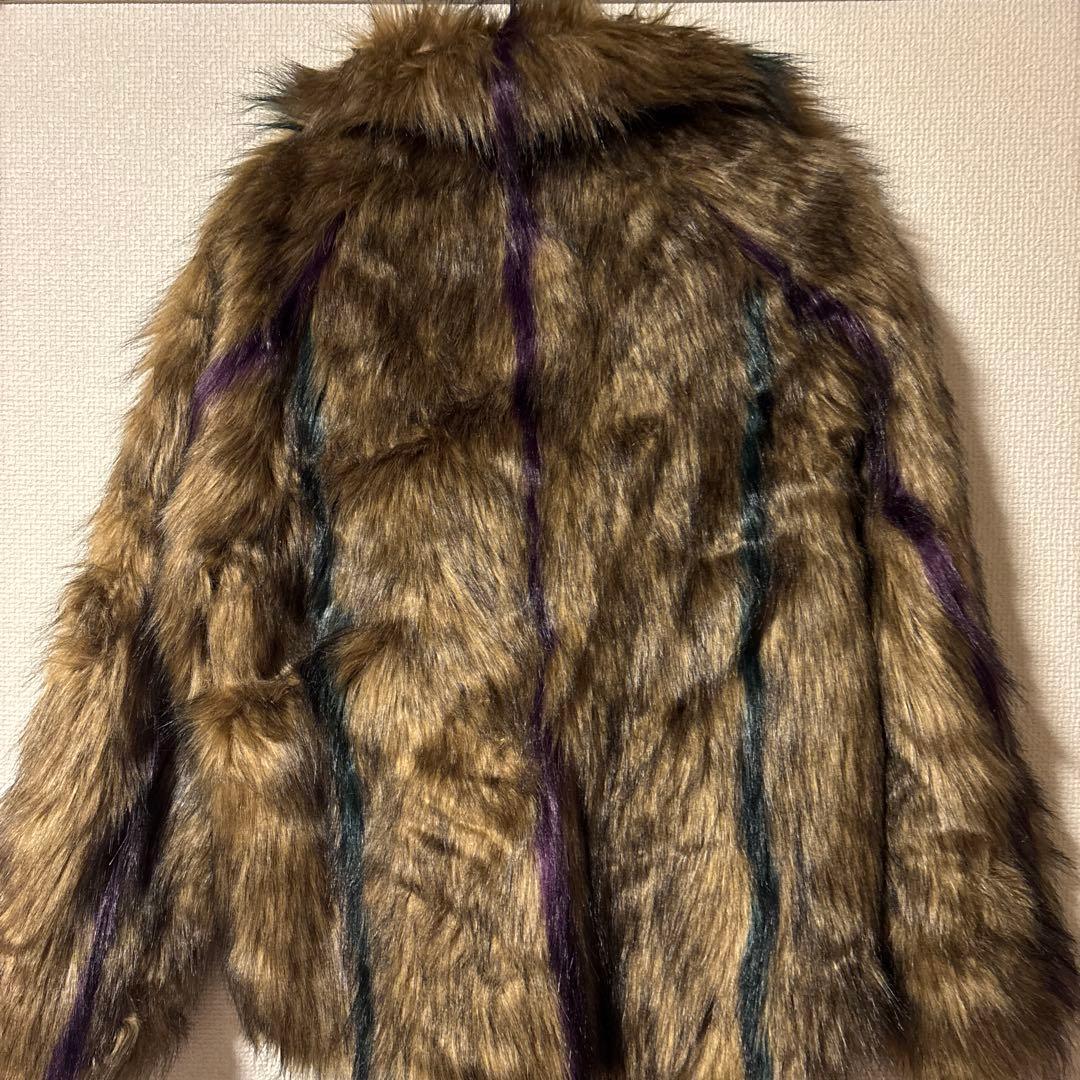 ブラウン マルチカラー ファーコート