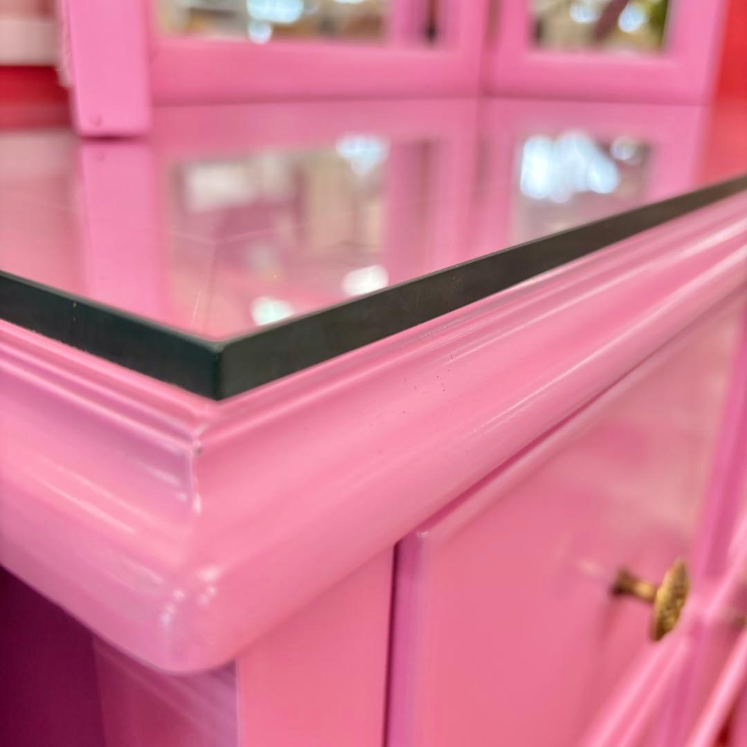 ピンク 三面鏡付ドレッサー マホガニー材 3面鏡 高級 綺麗 開梱設置サービス
