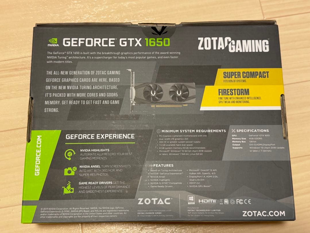 グラフィックボード・グラボ・ビデオカード GeForce GTX1650 LP 4GB
