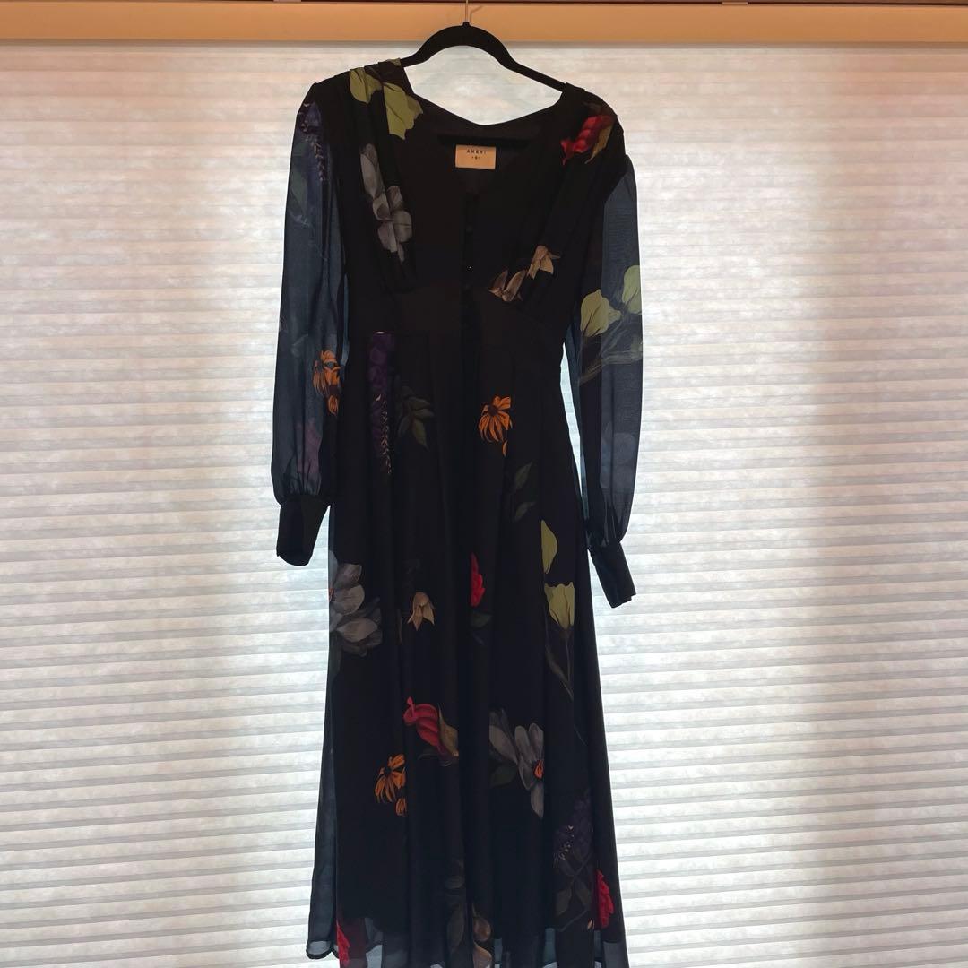 AMERI 花柄 長袖 マキシドレス