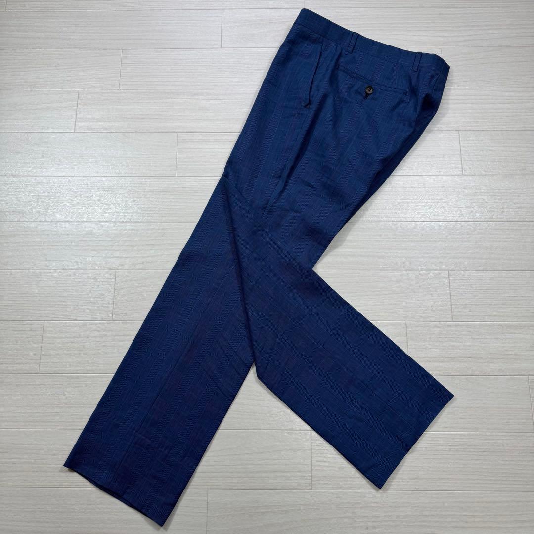 スーツセレクト グアベロ ウィンドーチェック 段返り 本切羽 リネン シルク混