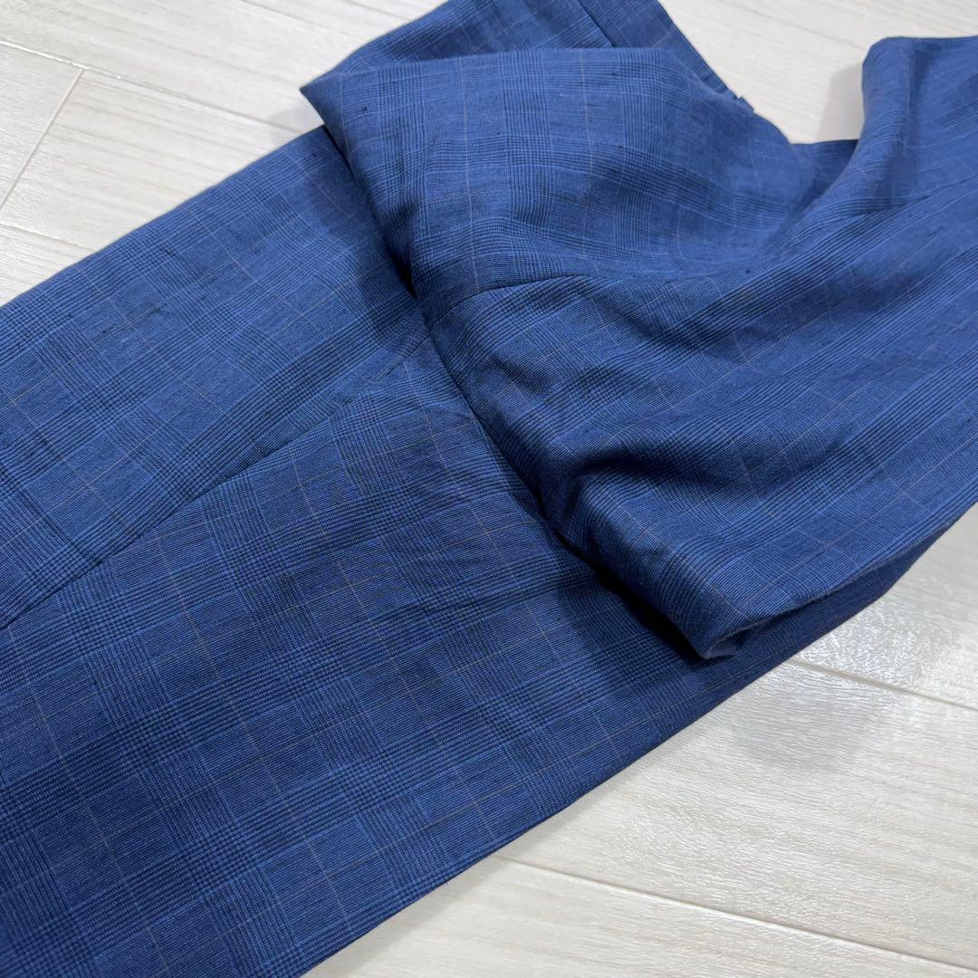 スーツセレクト グアベロ ウィンドーチェック 段返り 本切羽 リネン シルク混