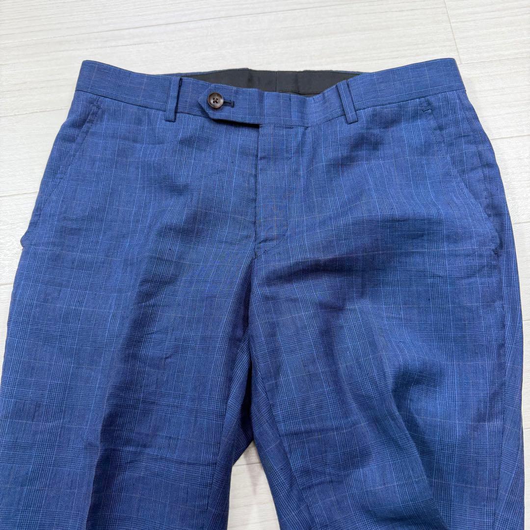 スーツセレクト グアベロ ウィンドーチェック 段返り 本切羽 リネン シルク混