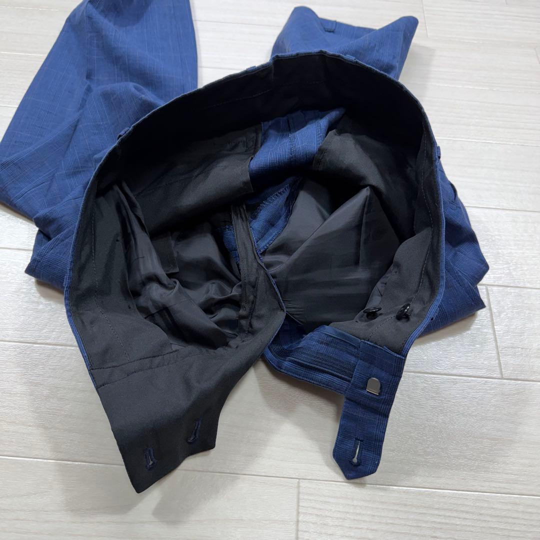 スーツセレクト グアベロ ウィンドーチェック 段返り 本切羽 リネン シルク混