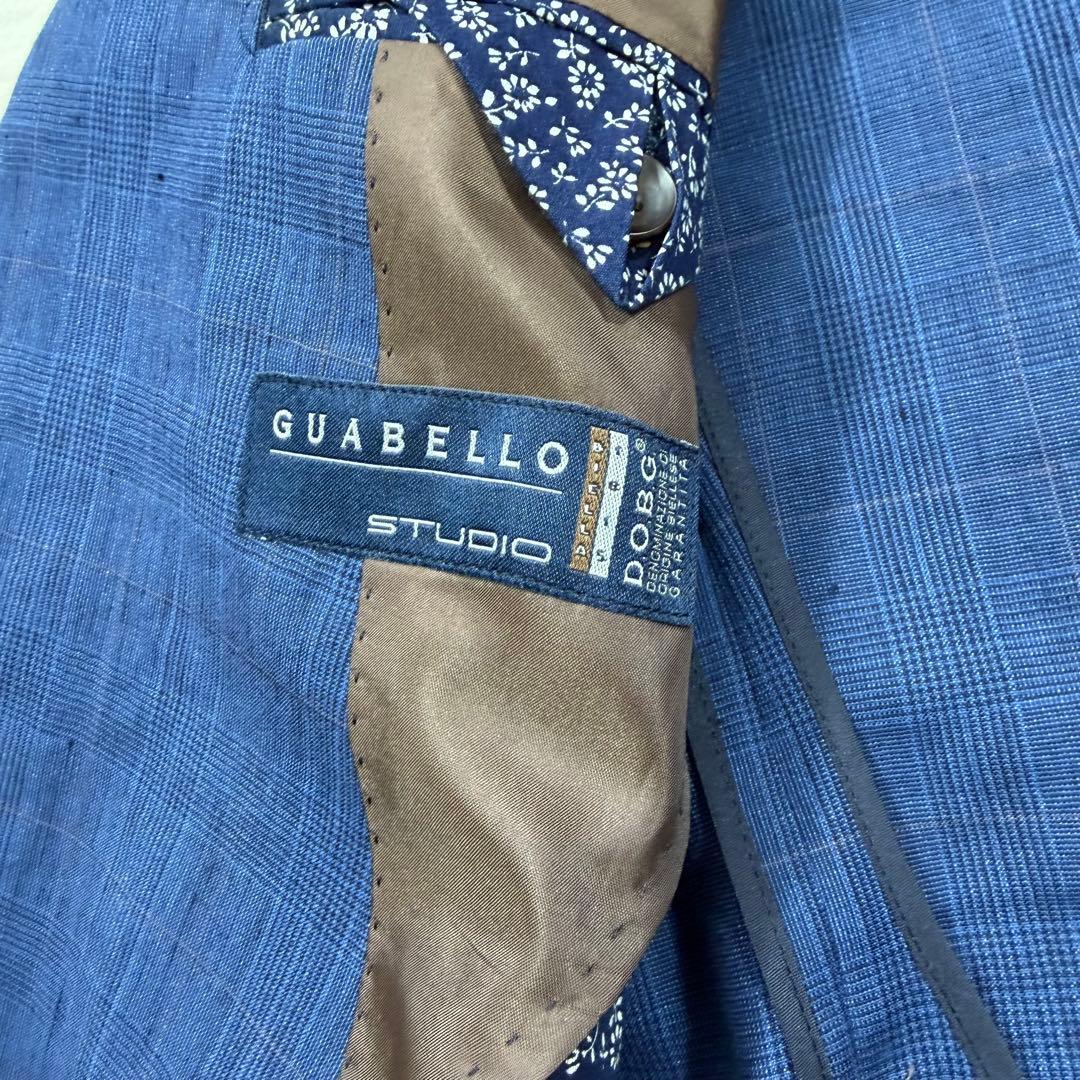 スーツセレクト グアベロ ウィンドーチェック 段返り 本切羽 リネン シルク混