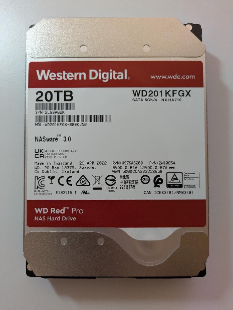 ‪*ᐟ様 【ジャンク品】WD Red Pro 20TB HDD WD201KFG