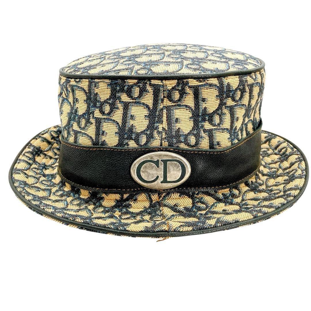 美品✨Dior ディオール　バケットハット　トロッター　総柄　レザー　CDロゴ