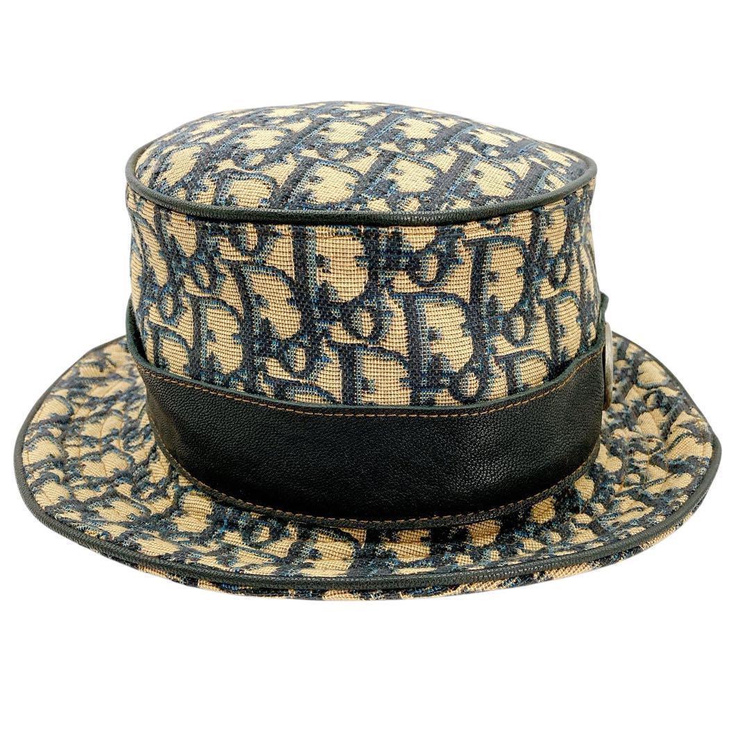 美品✨Dior ディオール　バケットハット　トロッター　総柄　レザー　CDロゴ