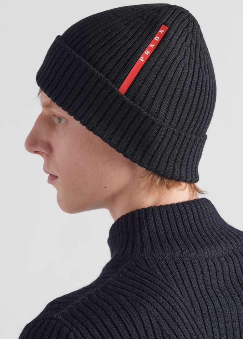 プラダPRADA ニット帽 ミッドナイト ビーニー
