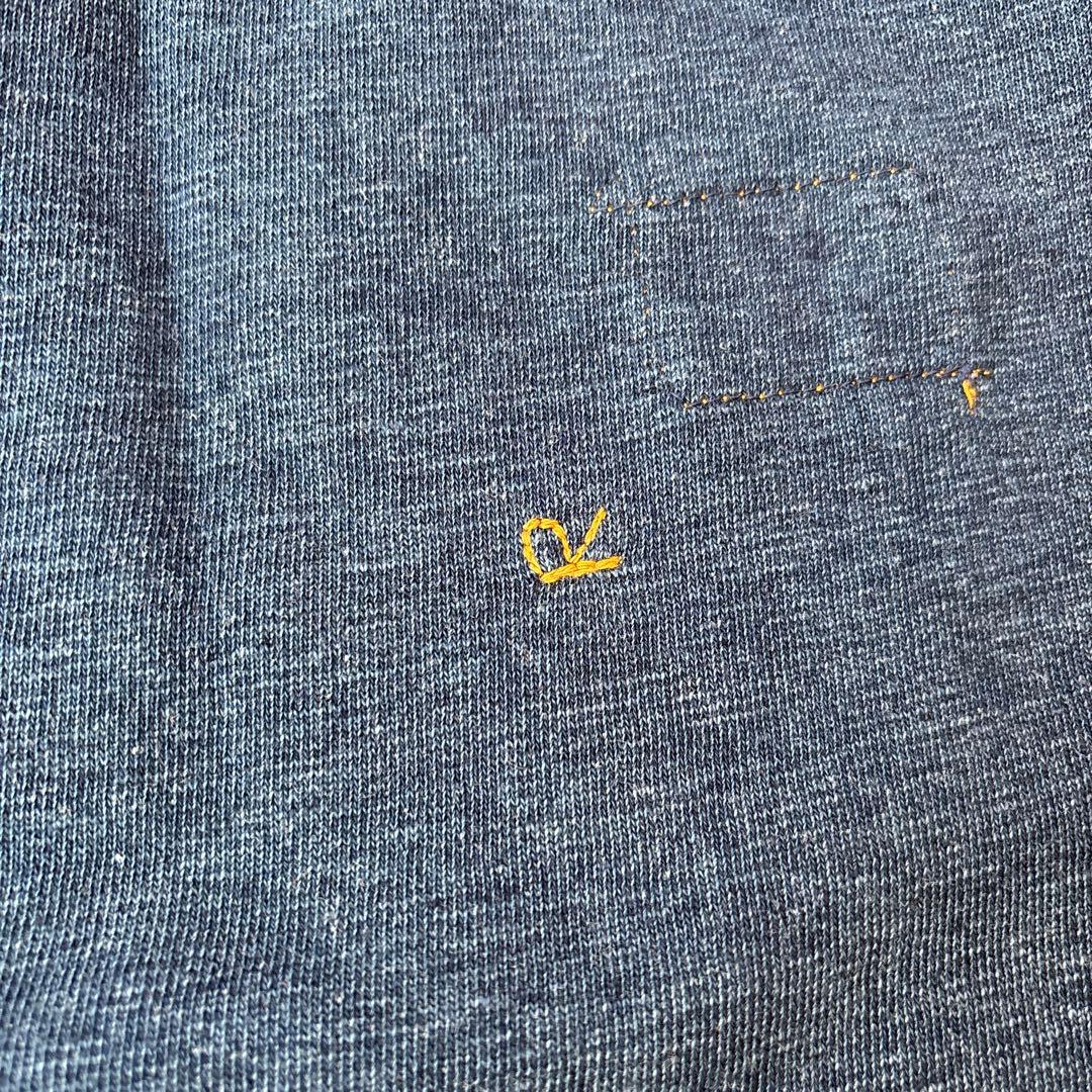 ダークブルー 長袖ワンピース レース襟付き