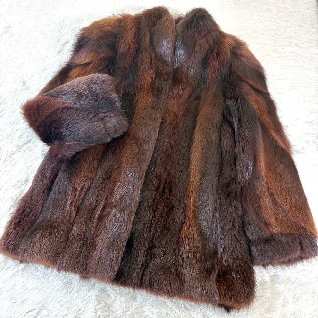 【美品】EMBA レッドフォックス ファーコート サイズXL相当　ボリューム◎