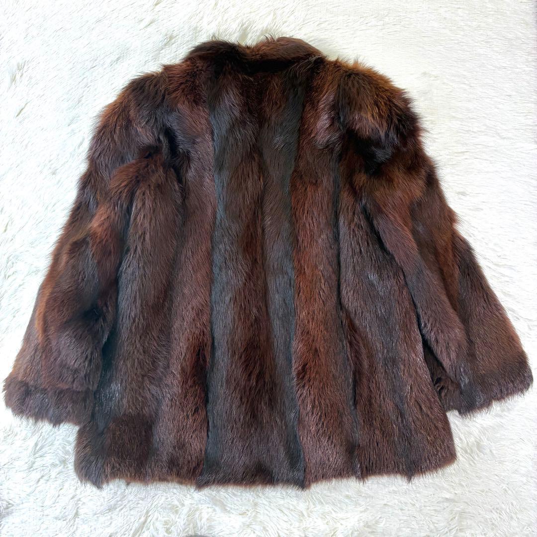 【美品】EMBA レッドフォックス ファーコート サイズXL相当　ボリューム◎