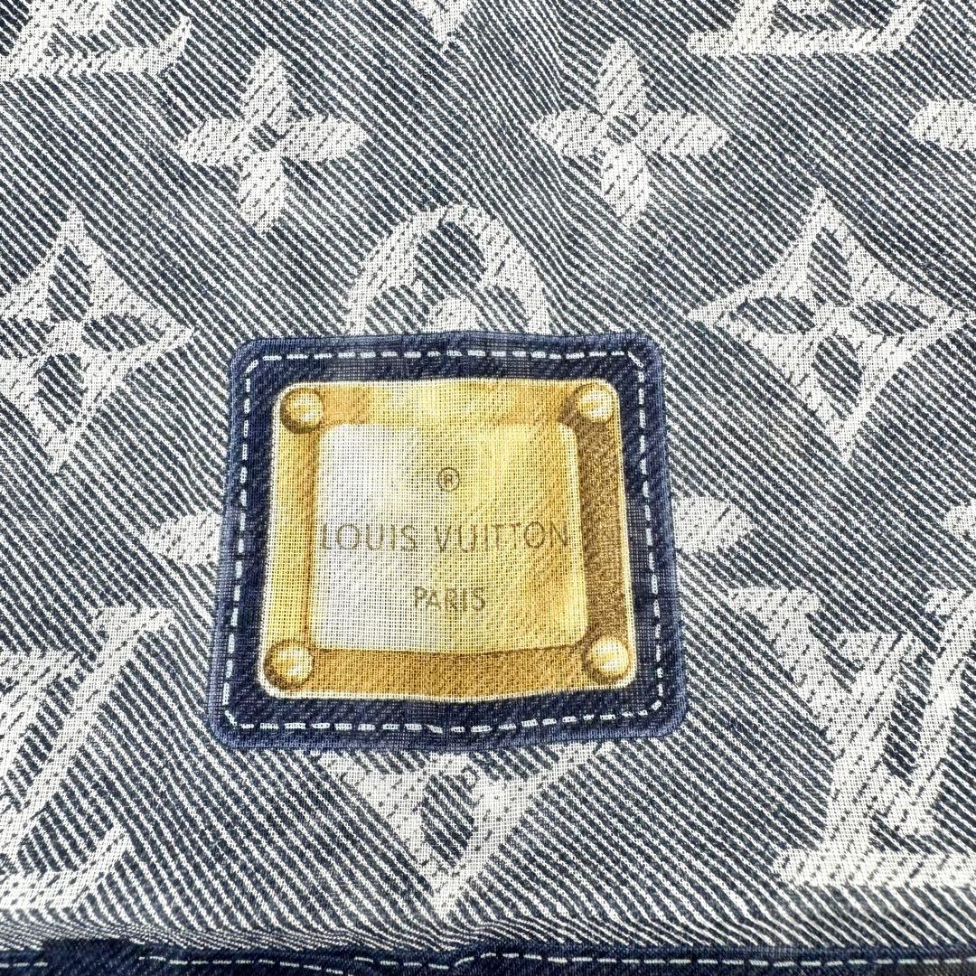 専用　✨鑑定済✨ルイヴィトン カレ ニューデニム ハンカチ ミニスカーフ 紺