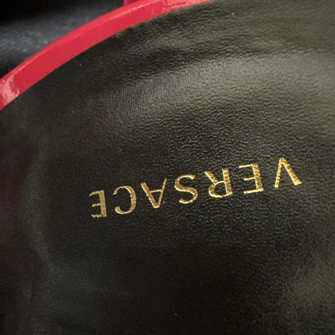 激安VERSACE ピンク メドューサ　スクエアトゥ エナメルミュール 新品