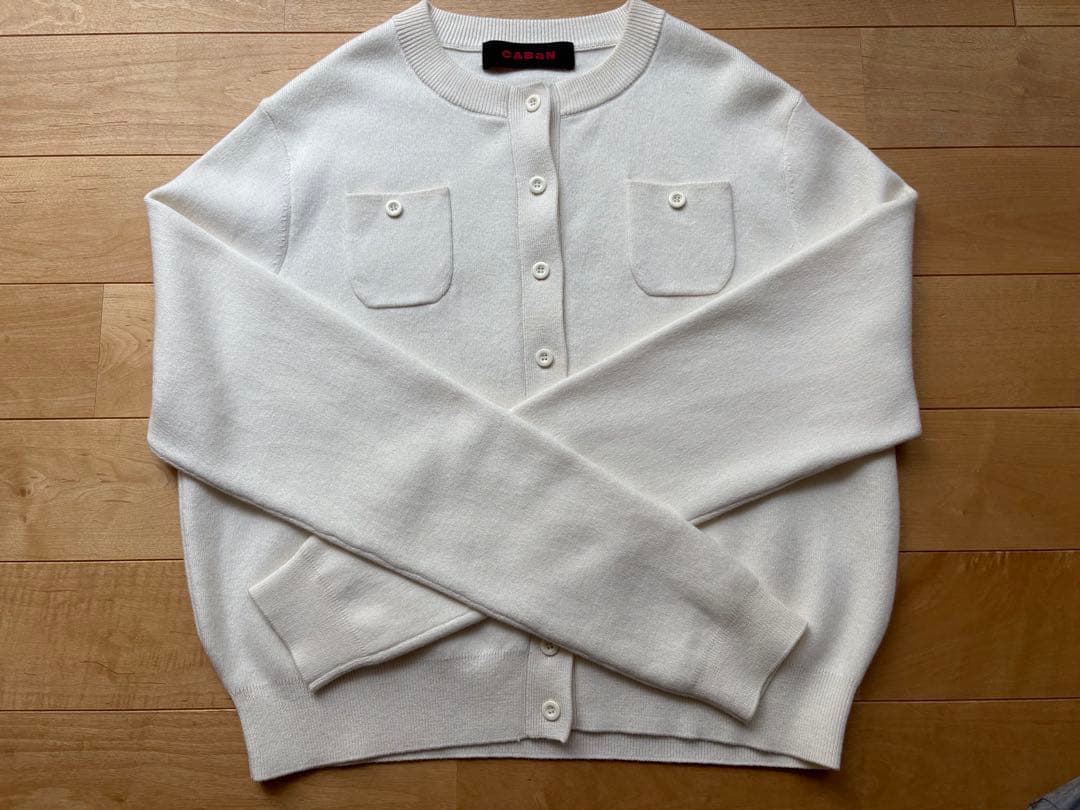 【未使用】CABaN コットンカシミヤ カーディガン/ホワイト XS