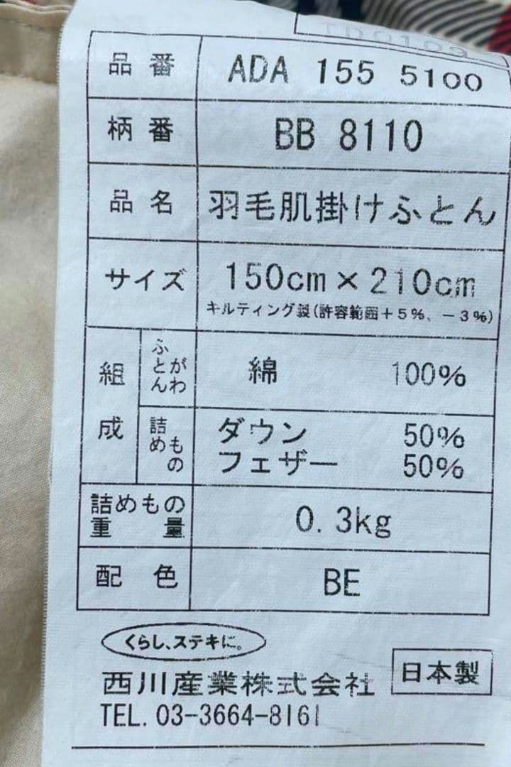 Burberry チェック柄　新品未使用　羽毛掛け布団　ダウンケット