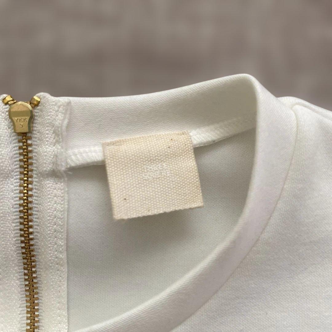 THREE SQUARE ペプラムコンビハーフスリーブプルオーバー