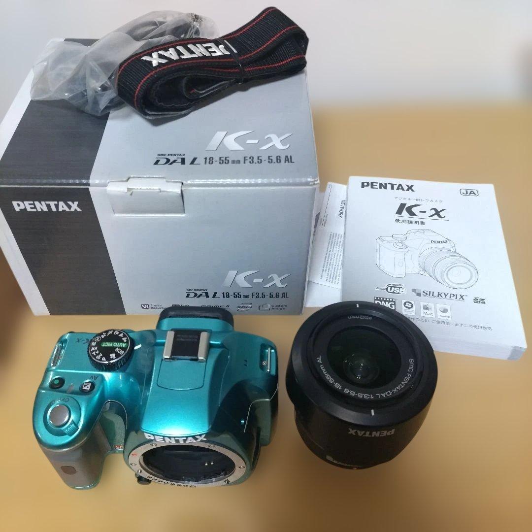 美品　PENTAX K-x レンズキット　ライトグリーン　希少カラー　単三電池