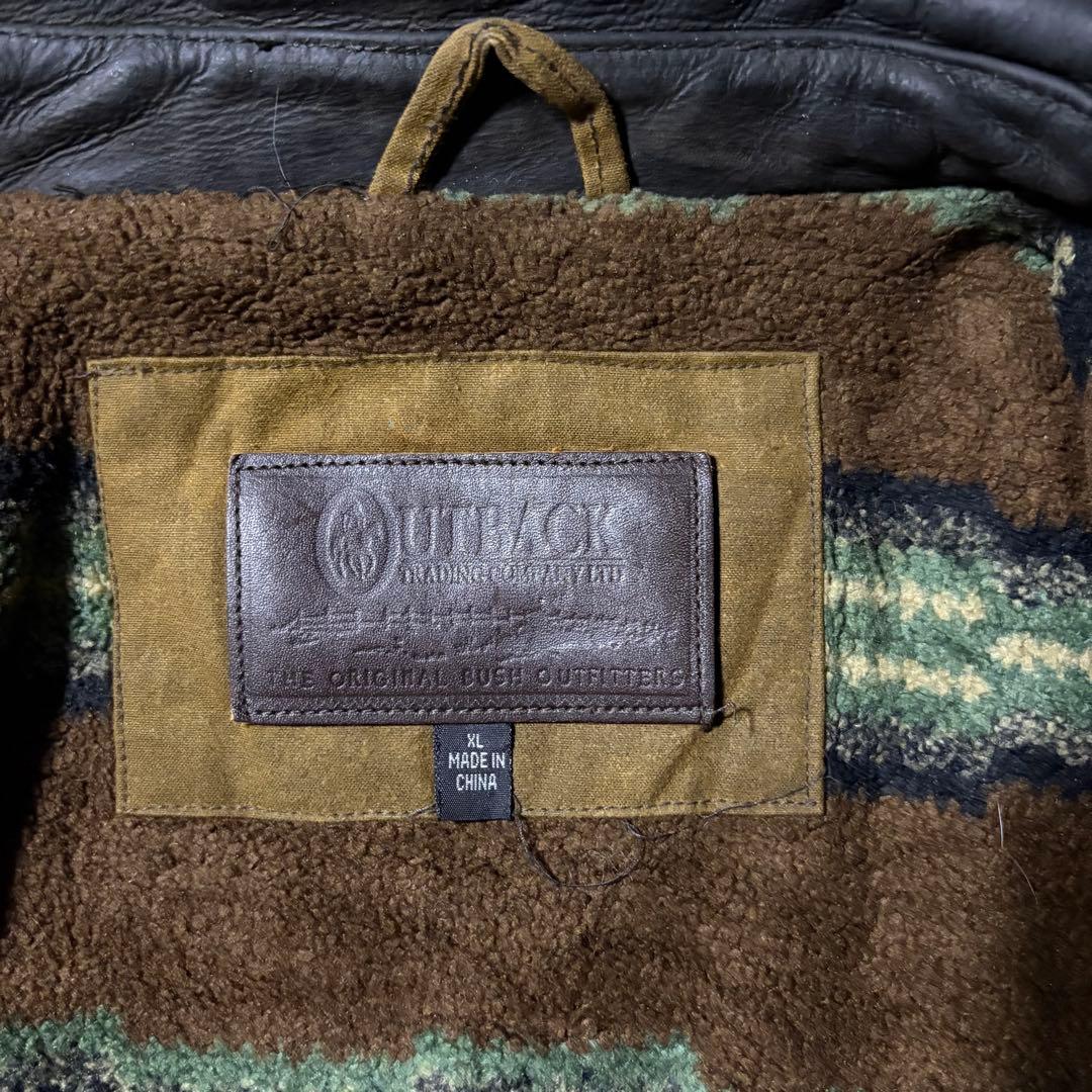 00sOUTBACK T オイルドジャケット襟レザー XL