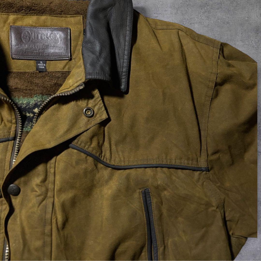 00sOUTBACK T オイルドジャケット襟レザー XL