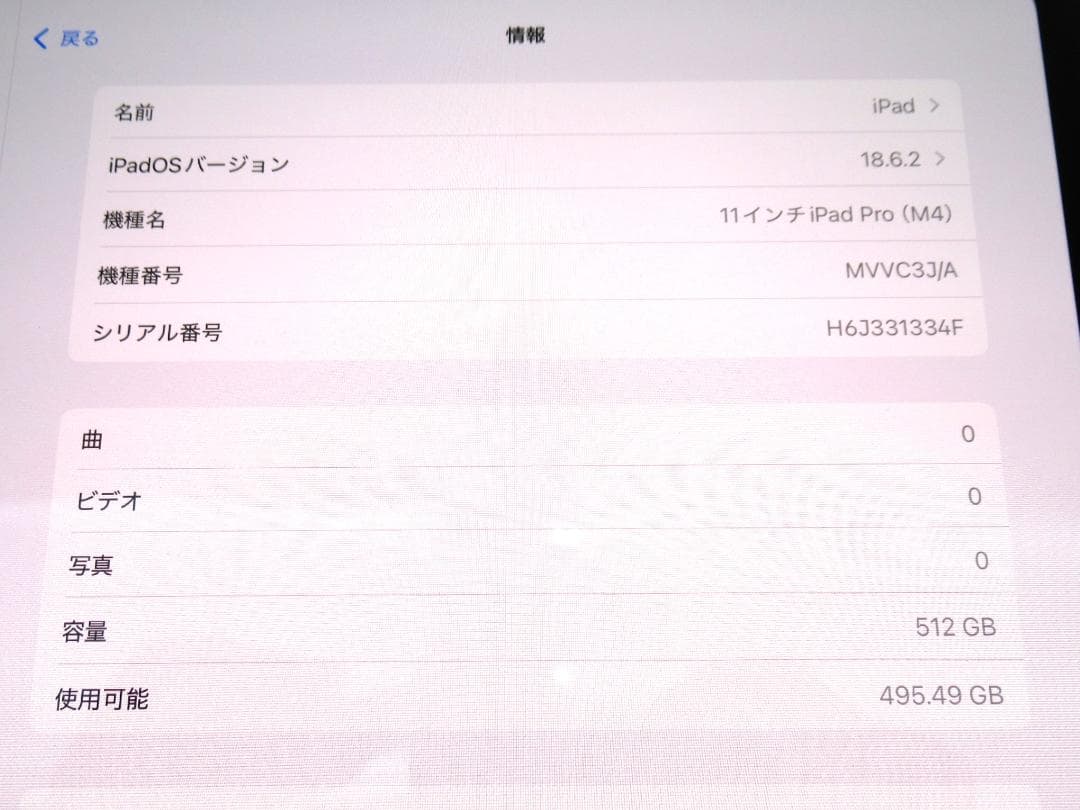 【中古美品】iPad Pro M4 11インチ 512GB Wi-Fi N80