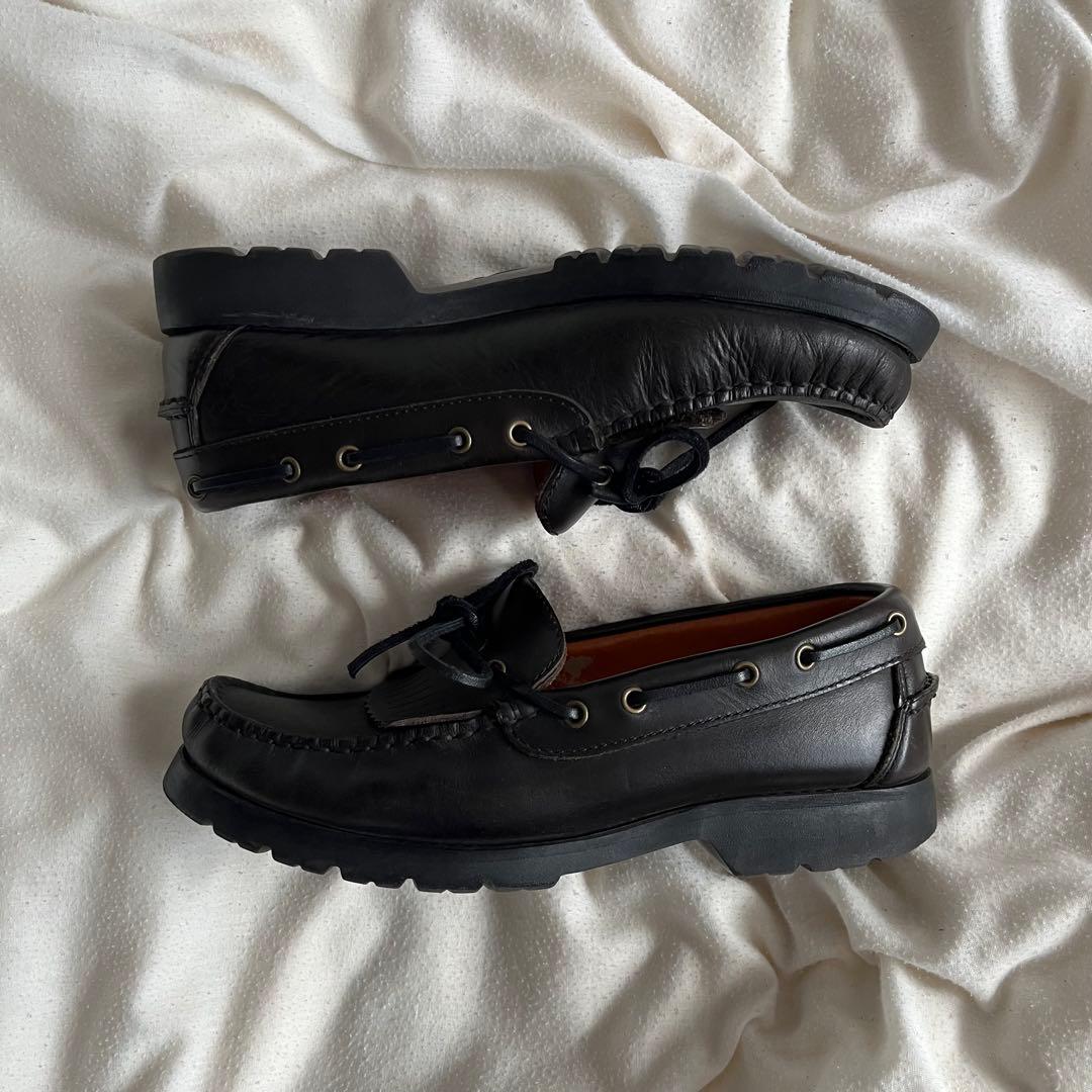 も*あ様 Burberry タッセルローファー レザー ブラック 厚底 26cm