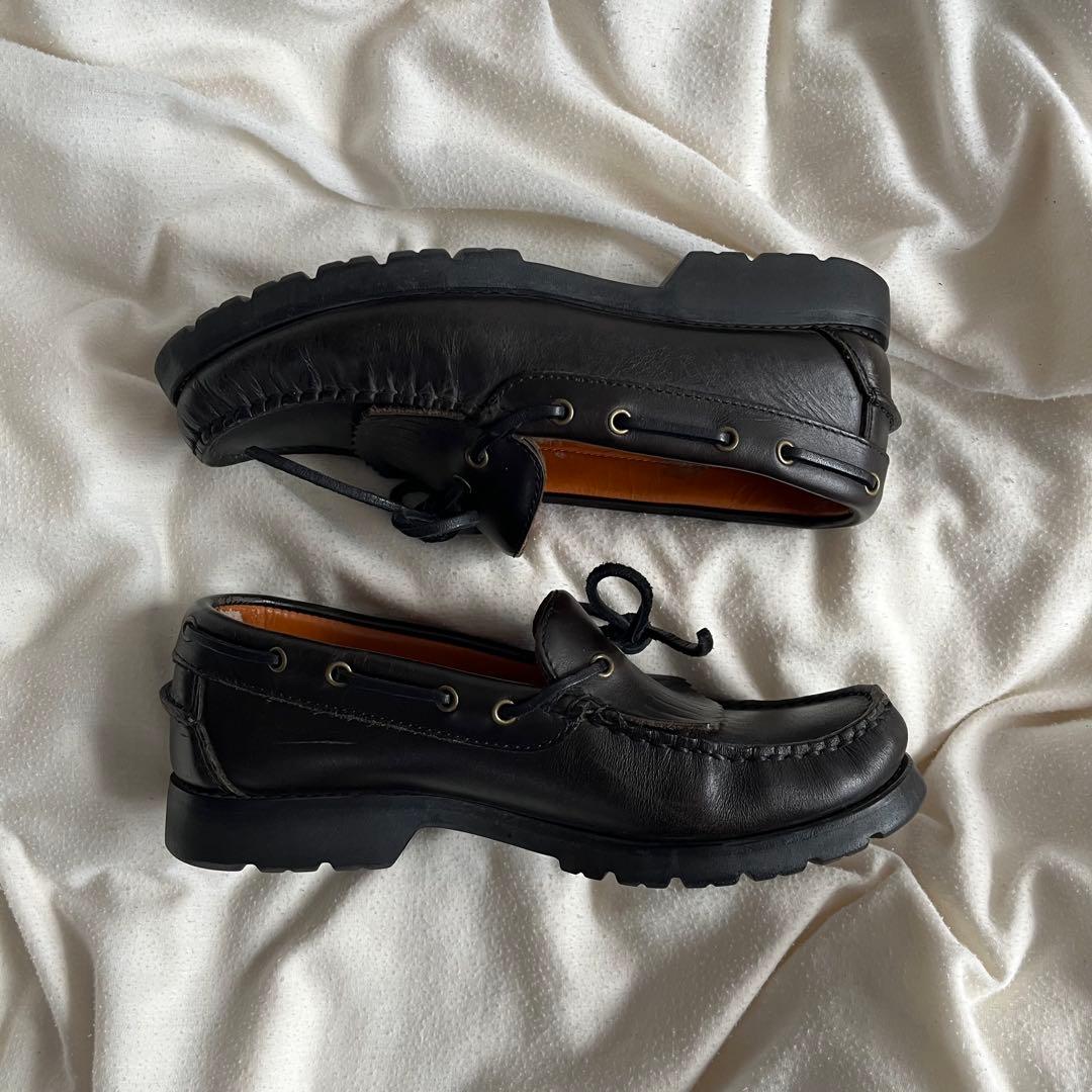 も*あ様 Burberry タッセルローファー レザー ブラック 厚底 26cm