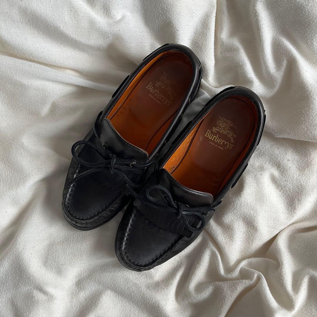 も*あ様 Burberry タッセルローファー レザー ブラック 厚底 26cm