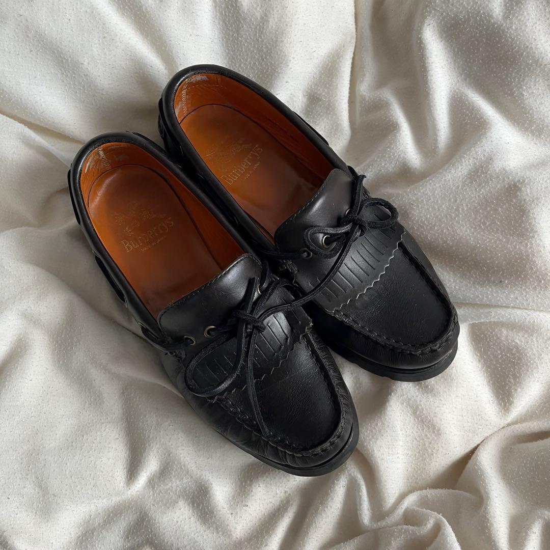 も*あ様 Burberry タッセルローファー レザー ブラック 厚底 26cm