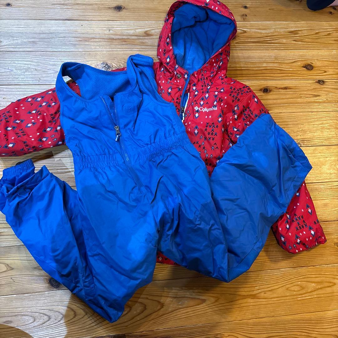 Columbia 子ども用スキーウェア 赤と青xs
