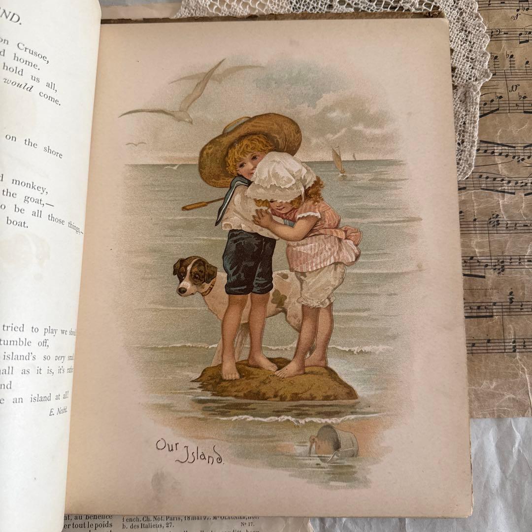 1890年アンティーク美しい挿絵の絵本アーネストニースター洋書ジャンクジャーナル