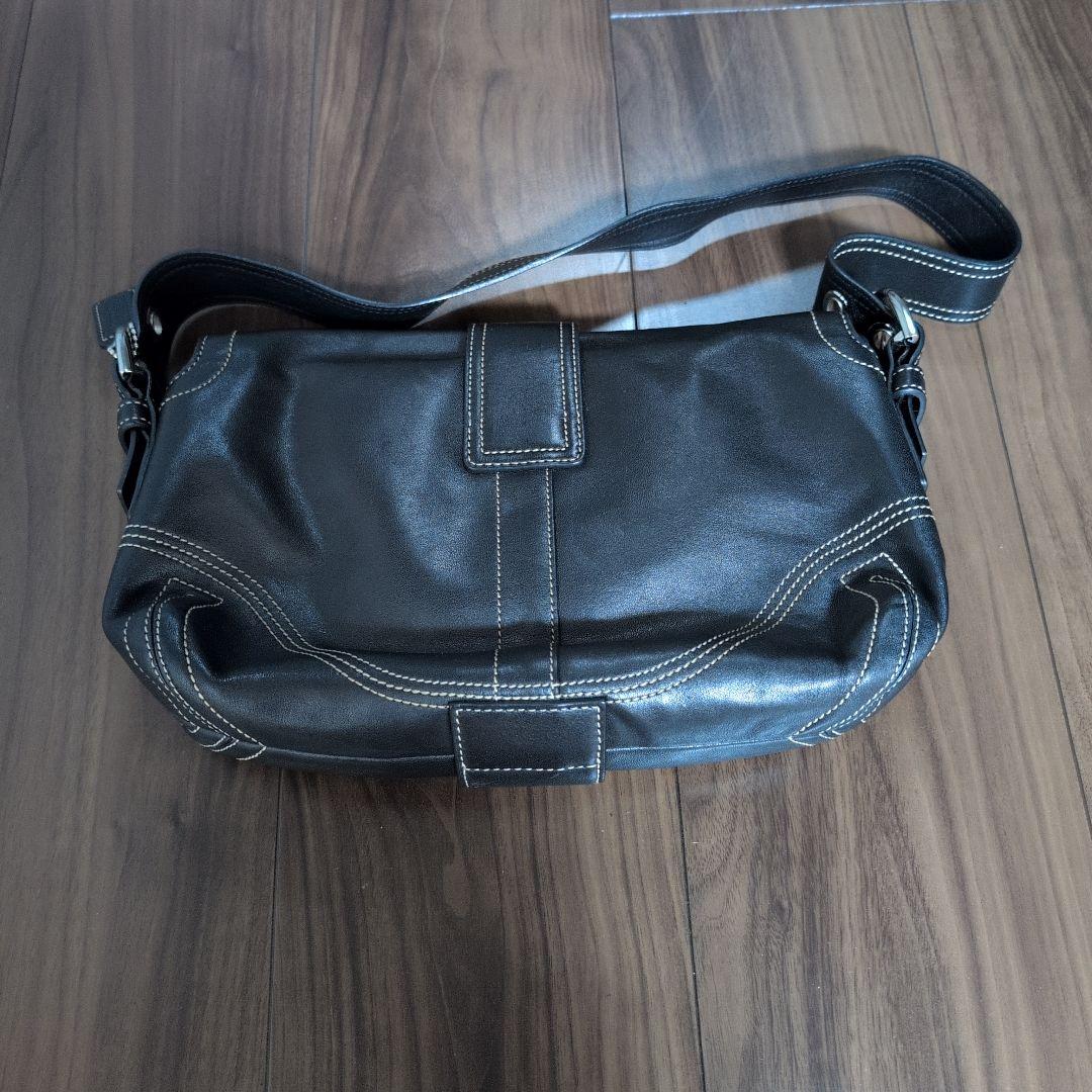 コーチ　グローブレザー 　ハンドバッグ 黒 　良品