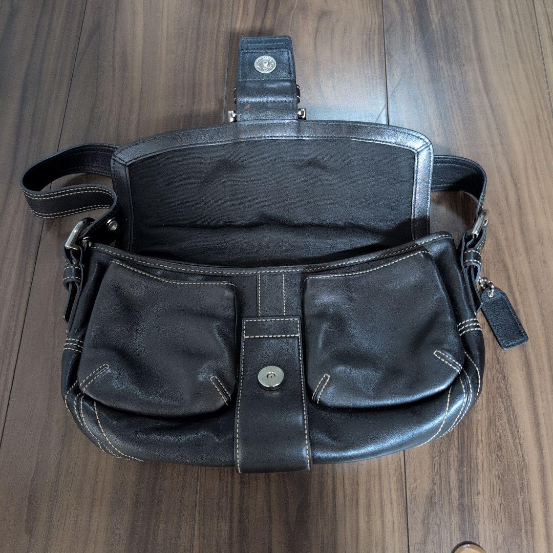 コーチ　グローブレザー 　ハンドバッグ 黒 　良品