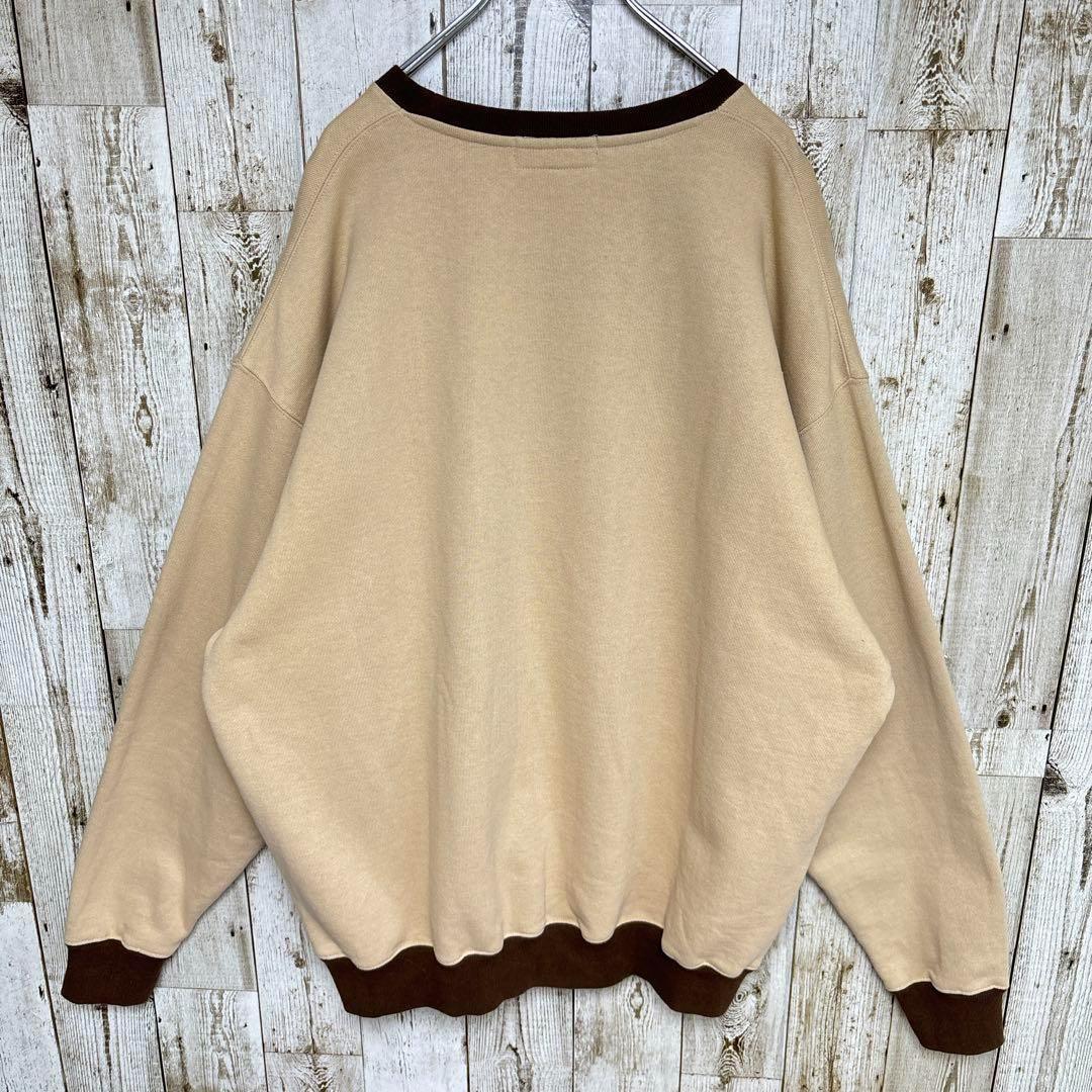 C698【希少2XLサイズ】ボット　刺繍ロゴ　スウェット　ベージュ　入手困難