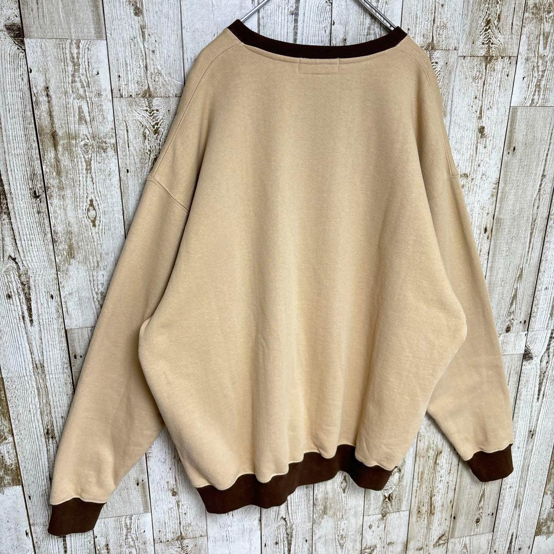 C698【希少2XLサイズ】ボット　刺繍ロゴ　スウェット　ベージュ　入手困難