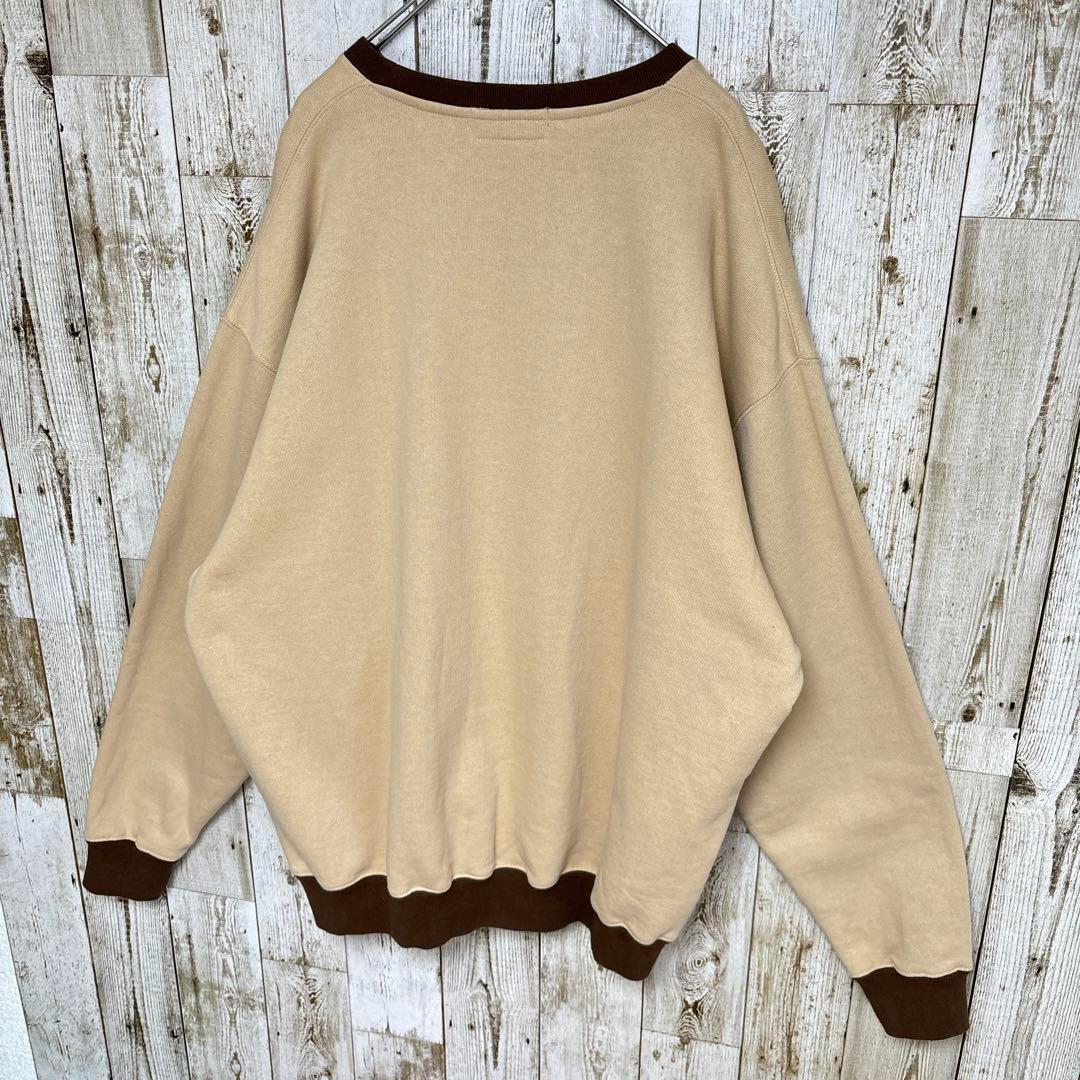 C698【希少2XLサイズ】ボット　刺繍ロゴ　スウェット　ベージュ　入手困難