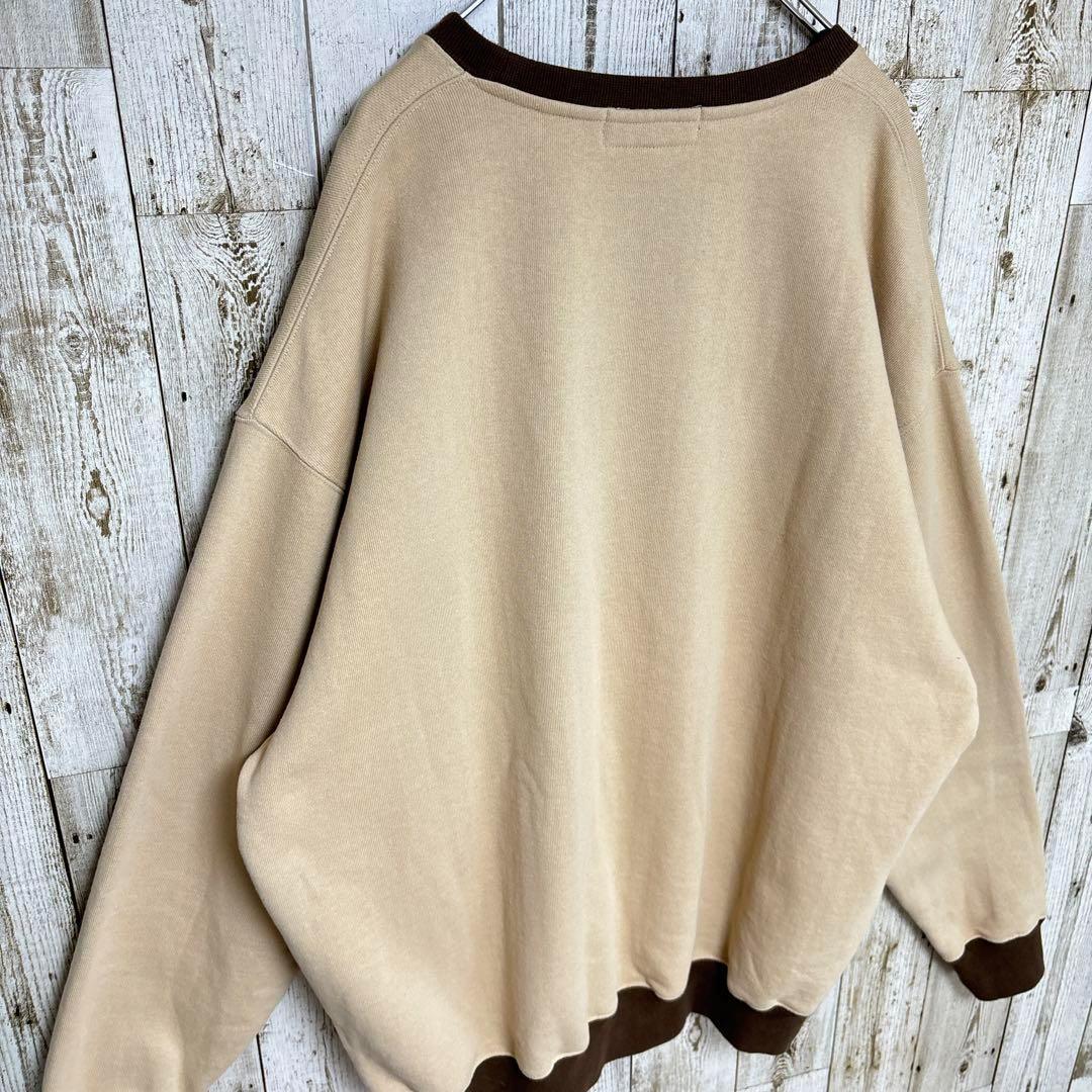 C698【希少2XLサイズ】ボット　刺繍ロゴ　スウェット　ベージュ　入手困難