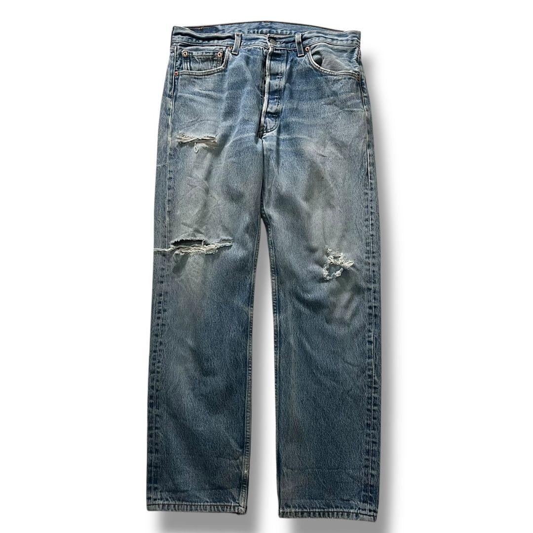 Levi’s 501 USA製 90s ダメージデニム W35 フェード 古着