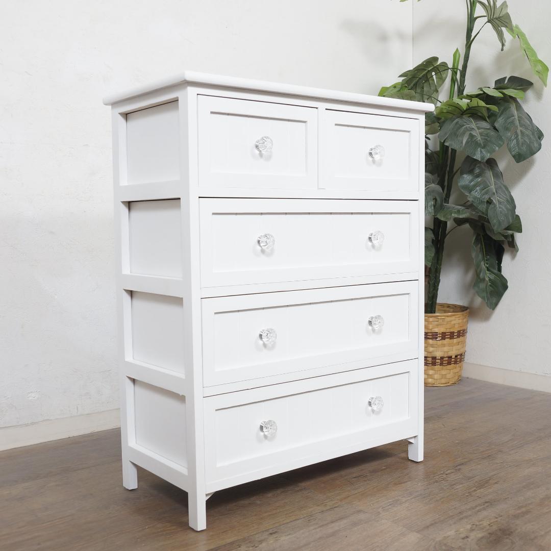 【新品】フェミニン　ホワイトチェスト　クリスタルハンドル　アウトレット