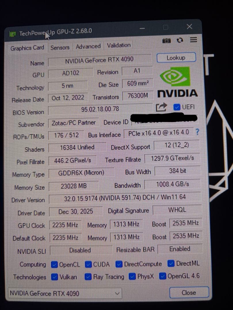 グラフィックボード・グラボ・ビデオカード ZOTAC Trinity OC GEFORCE RTX 4090